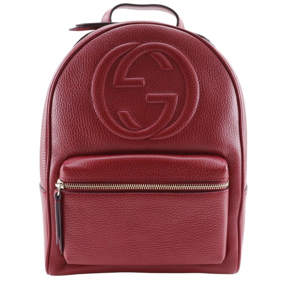 GUCCI Red Leather Backpack - Picture 1 of 11